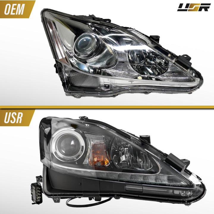 2006 2007 2008 2009 2010 2011 2012 2013 Lexus IS250 IS 250 IS350 350 ISF F USR Edition Daytime Visible DRL Day time running light LED Check Mark Black Projector Headlight