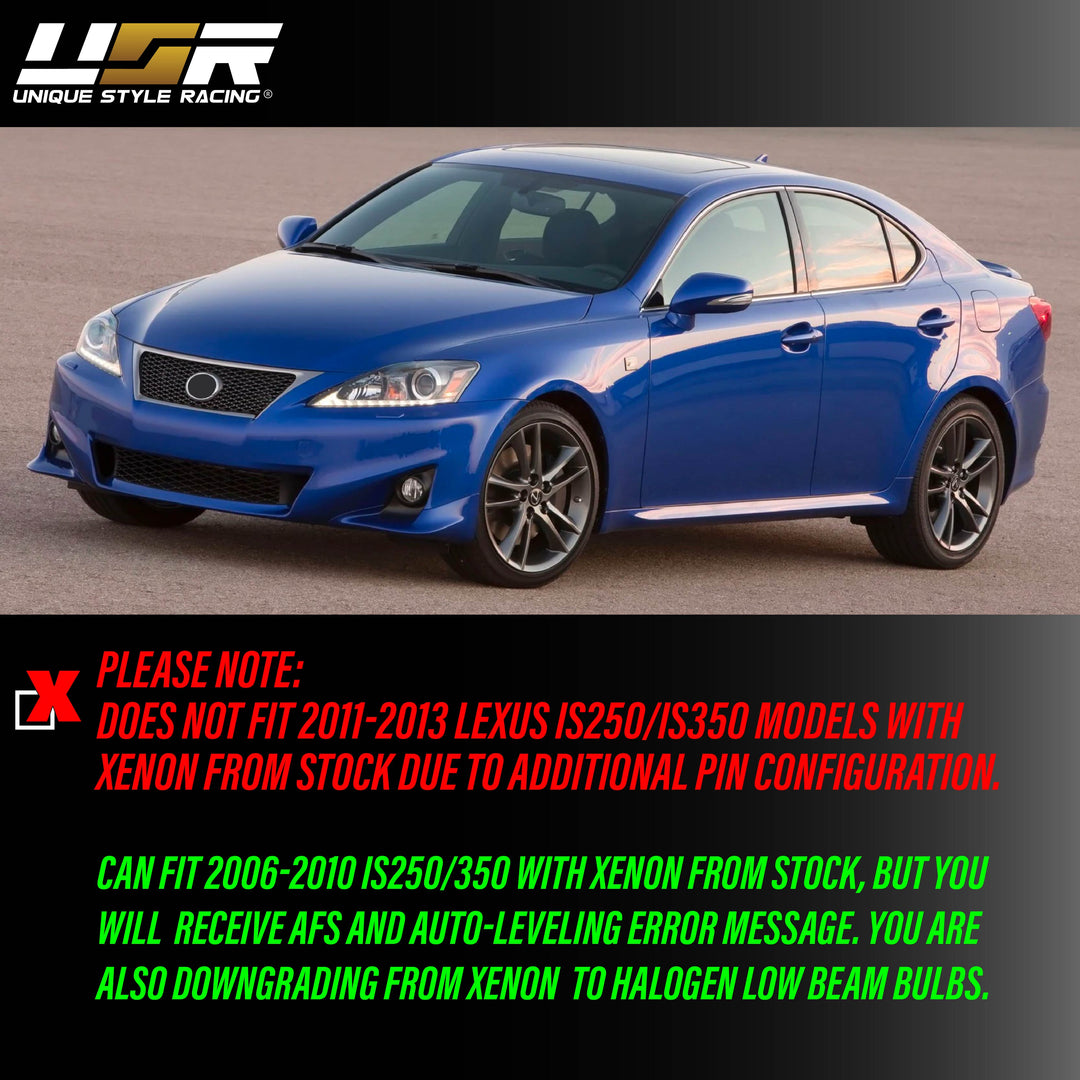 2006 2007 2008 2009 2010 2011 2012 2013 Lexus IS250 IS 250 IS350 350 ISF F USR Edition Daytime Visible DRL Day time running light LED Check Mark Black Projector Headlight