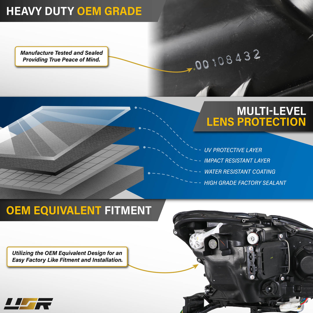 2006 2007 2008 2009 2010 2011 2012 2013 Lexus IS250 IS 250 IS350 350 ISF F USR Edition Daytime Visible DRL Day time running light LED Check Mark Black Projector Headlight