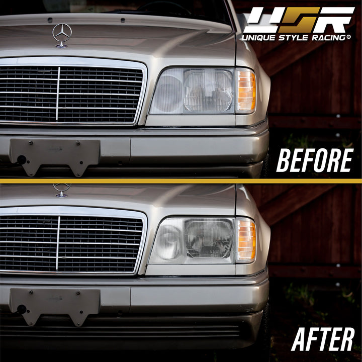 1994-1995 Mercedes Benz E Class W124 EURO GLASS Lens Headlight & Fog Light w/ Optional Corner Light