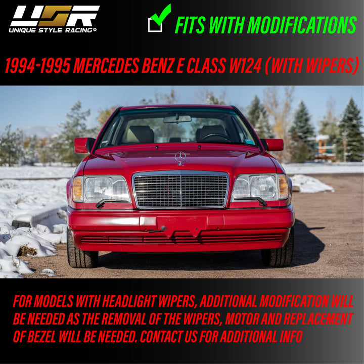 1994-1995 Mercedes Benz E Class W124 EURO GLASS Lens Headlight & Fog Light w/ Optional Corner Light