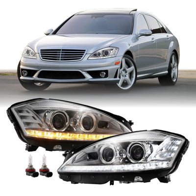 2007-2009 Mercedes S Class W221 Facelift Style LED Xenon D1S Projector Headlight W/ AFS For Stock Bi-Xenon Models - Made by DEPO