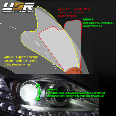 2007-2009 Mercedes S Class W221 Facelift Style LED Xenon D1S Projector Headlight W/ AFS For Stock Bi-Xenon Models - Made by DEPO