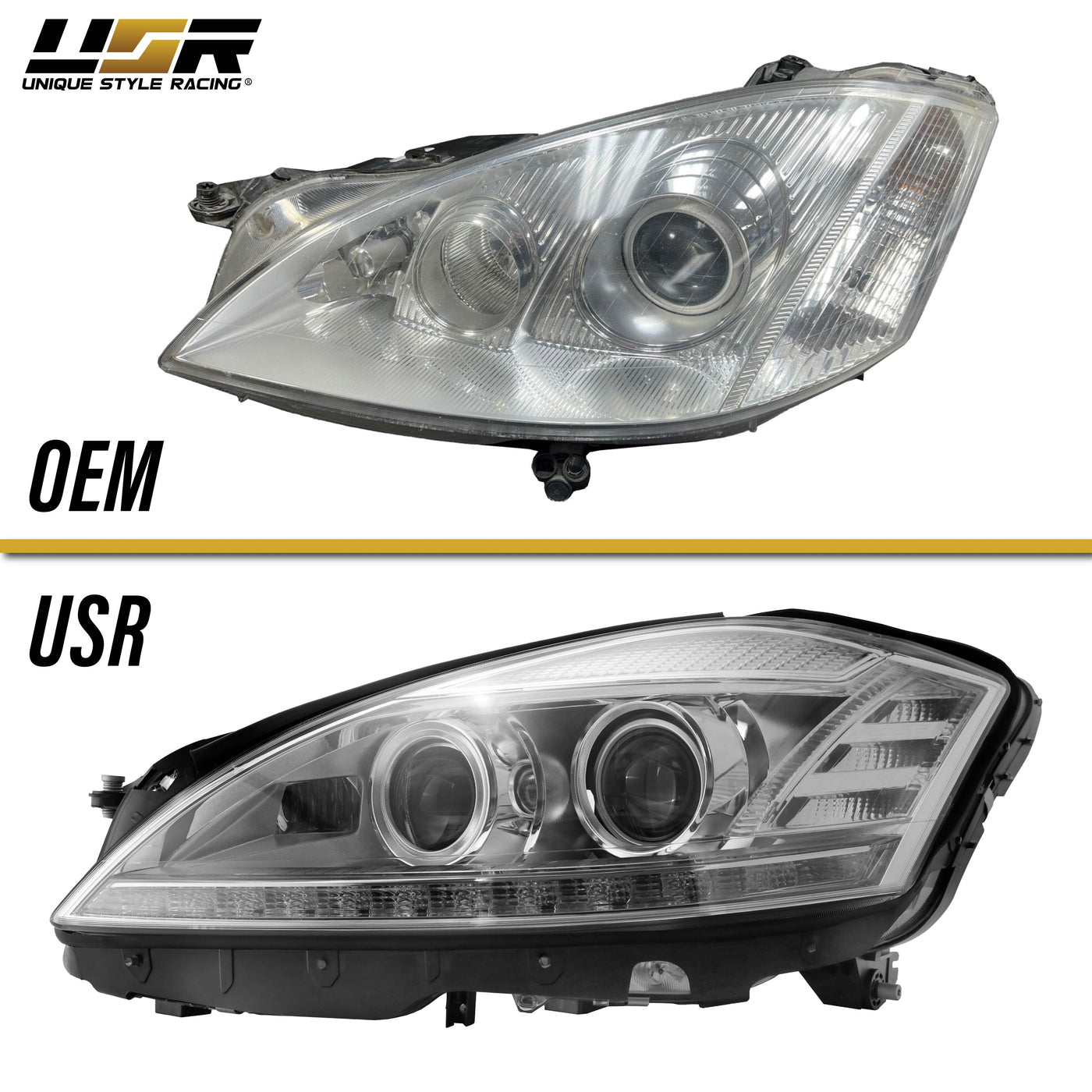 2007-2009 Mercedes S Class W221 Facelift Style LED Xenon D1S Projector Headlight W/ AFS For Stock Bi-Xenon Models - Made by DEPO