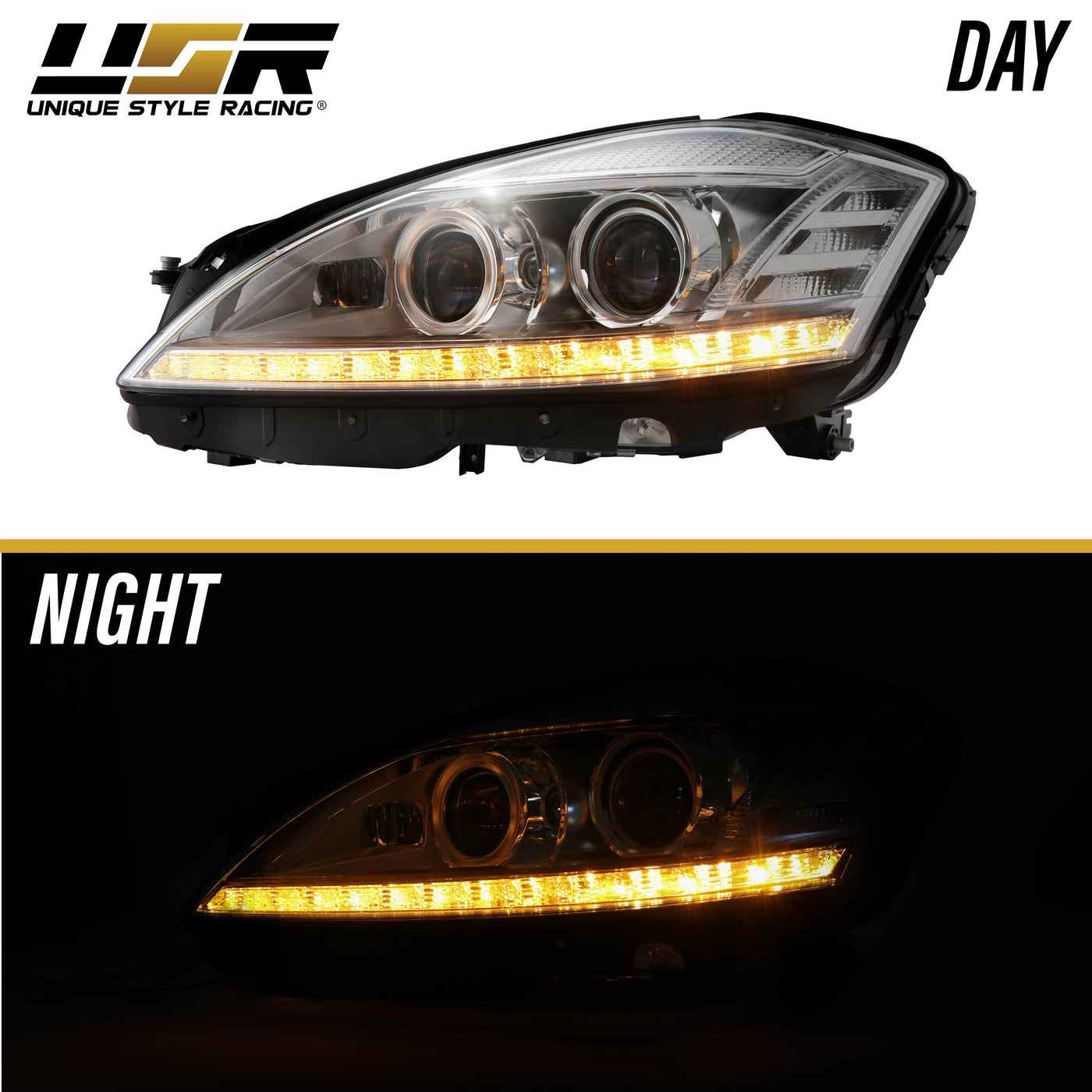 2007-2009 Mercedes S Class W221 Facelift Style LED Xenon D1S Projector Headlight W/ AFS For Stock Bi-Xenon Models - Made by DEPO