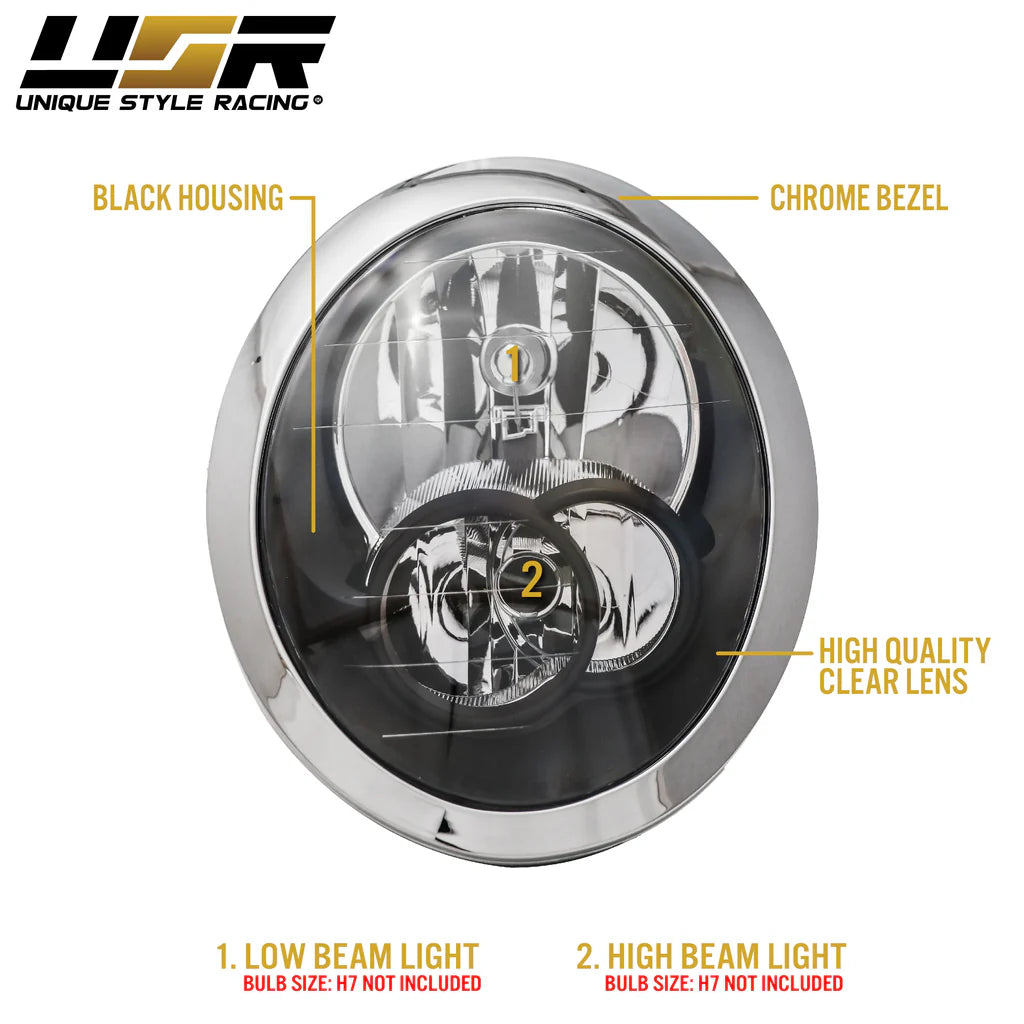2005-2008 Mini Cooper Cooper S R50 R52 R53 Euro Style Black Housing Headlights DOT/SAE