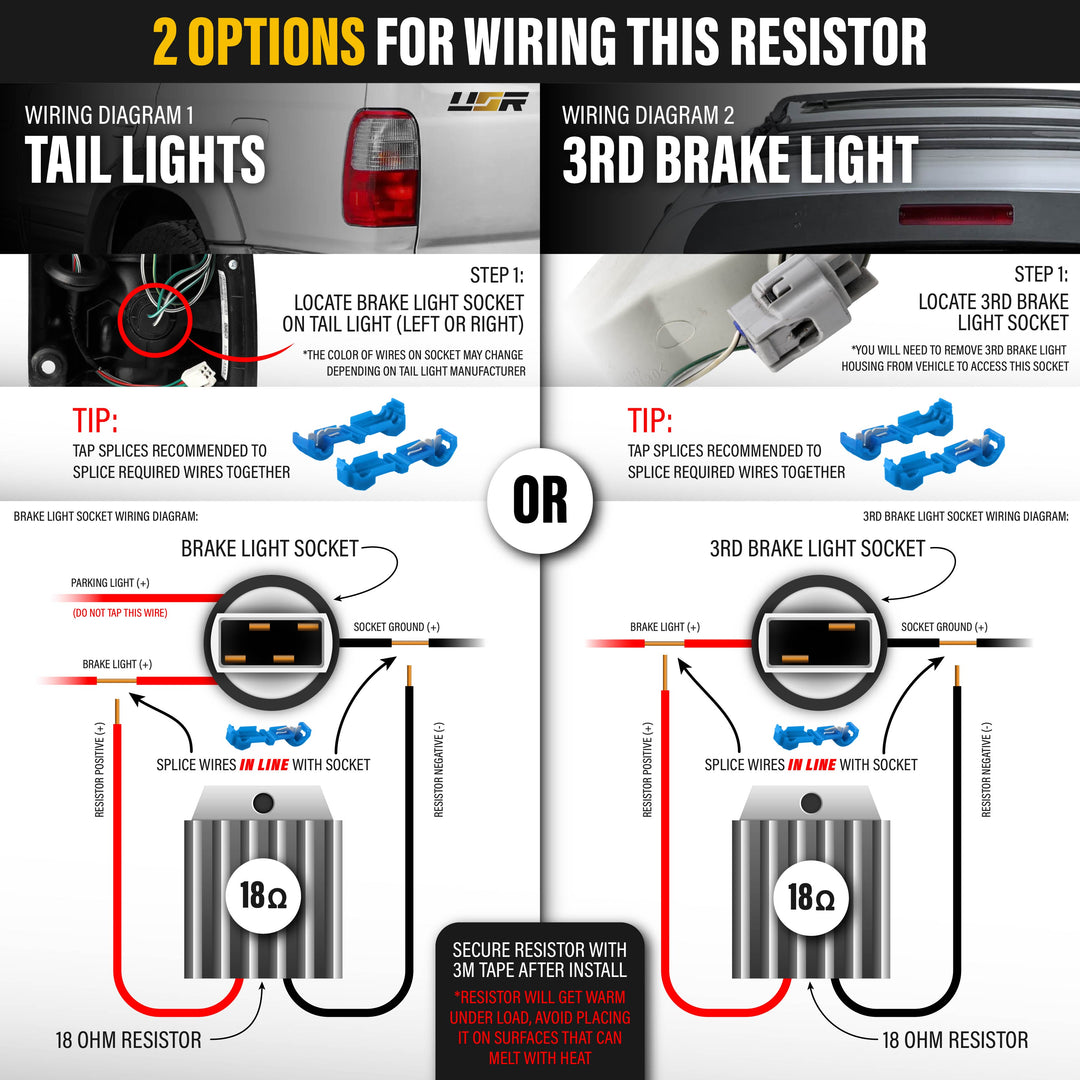 1996 1997 1998 1999 2000 2001 2002 Toyota 4Runner Clear, Smoke or Red Lens 3rd Brake Light

#lens-color_18ohm-canbus-resistor