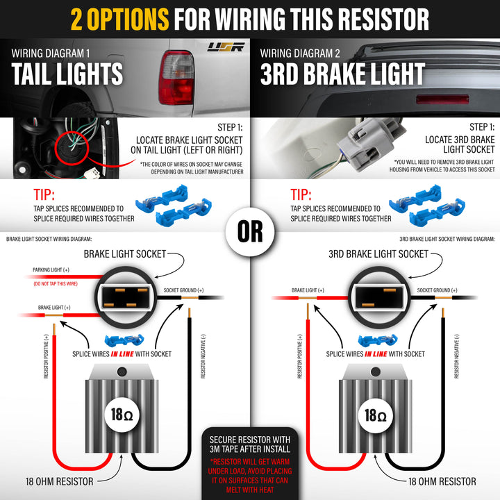 1996 1997 1998 1999 2000 2001 2002 Toyota 4Runner Clear, Smoke or Red Lens 3rd Brake Light

#lens-color_18ohm-canbus-resistor