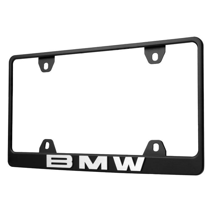 BMW Models Stealth Matte Black Powder Coat License Plate Frame with 3D Raised Black or Silver Letters