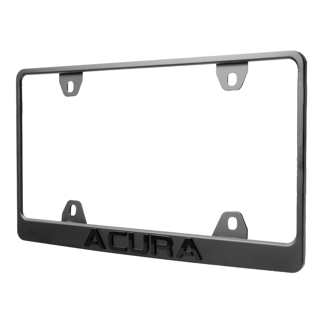 Acura Stealth Black Powder Coat License Plate Frame with 3D Raised Letters