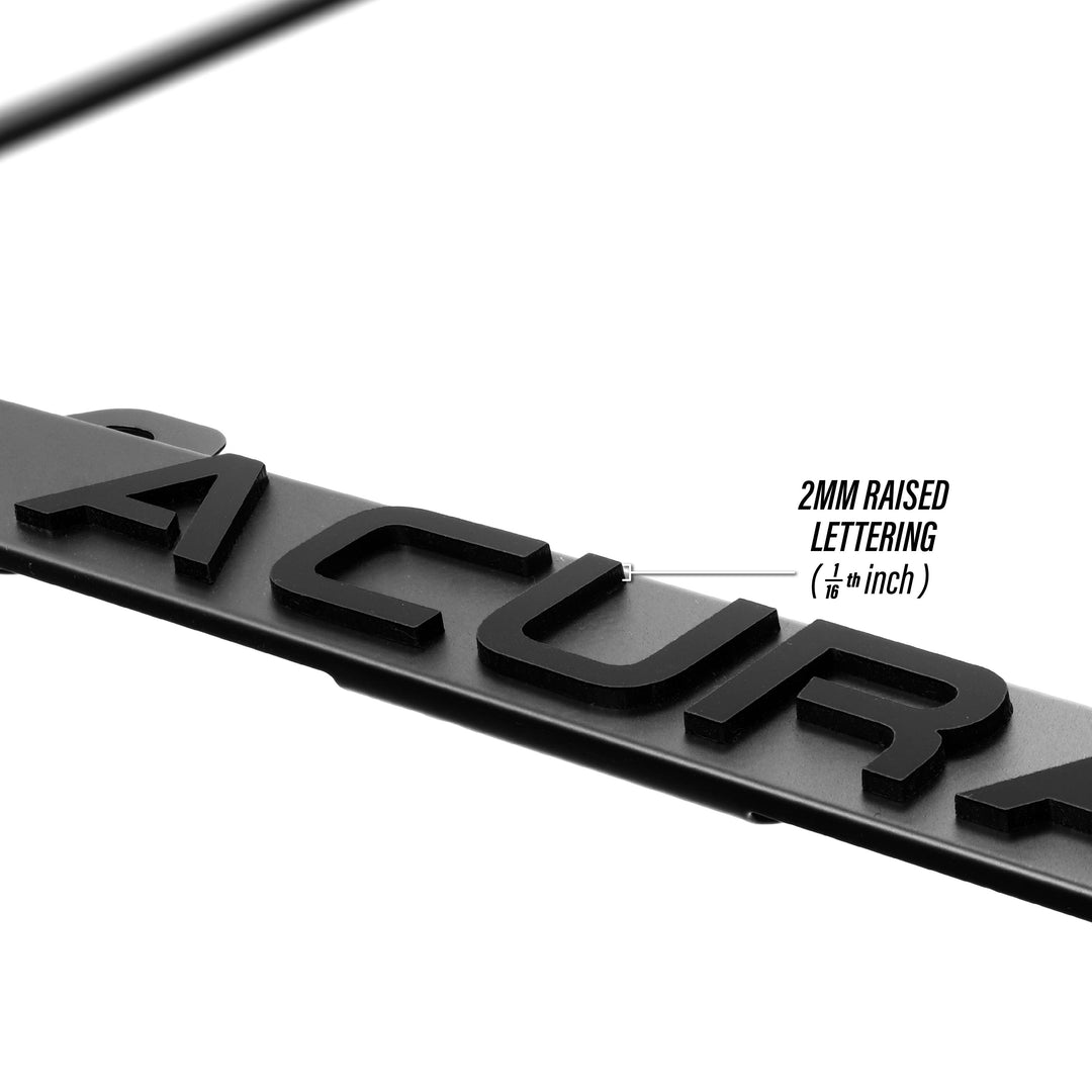 Acura Stealth Black Powder Coat License Plate Frame with 3D Raised Letters