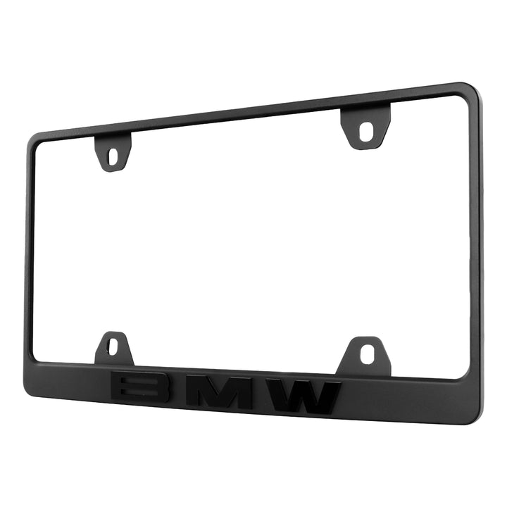 BMW Models Stealth Matte Black Powder Coat License Plate Frame with 3D Raised Black or Silver Letters