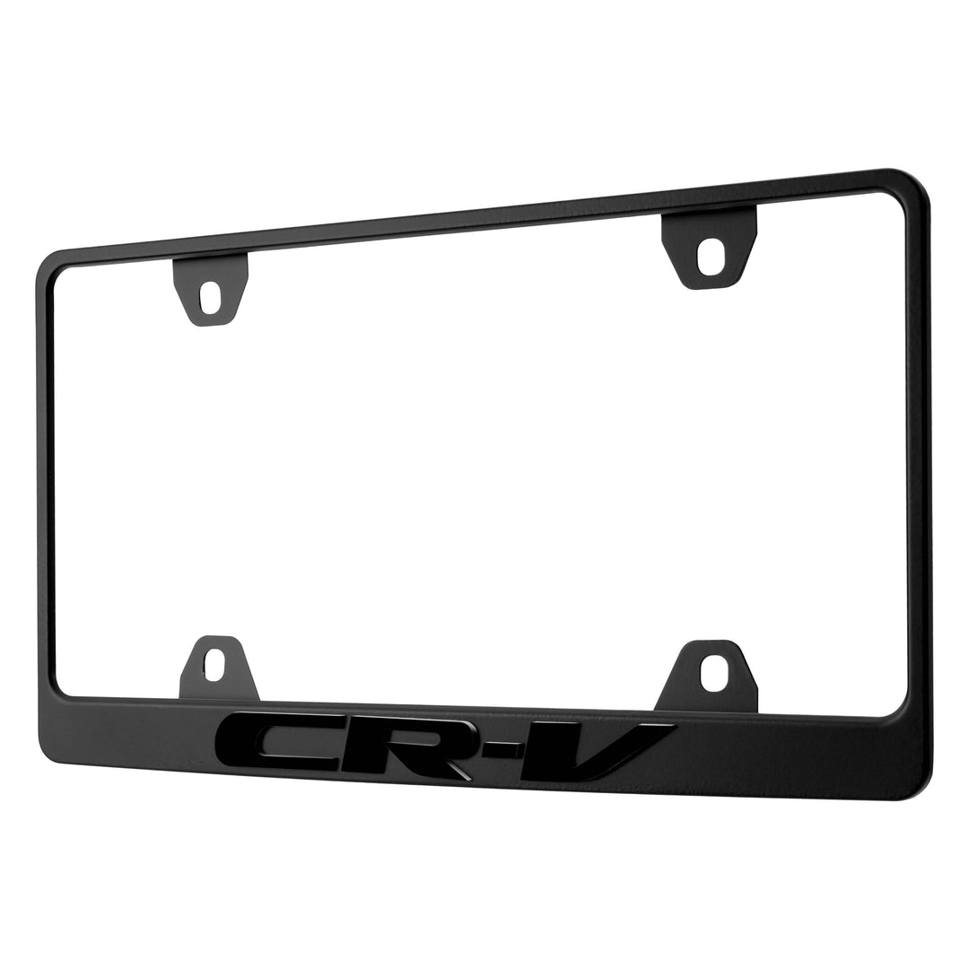 Honda CRV CR-V Stealth Black Powder Coat License Plate Frame with 3D Raised Letters