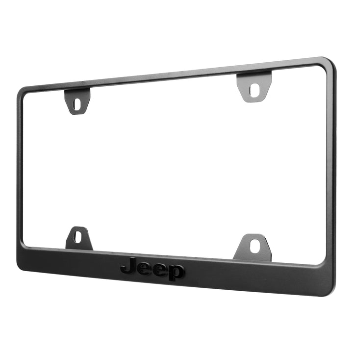 Jeep Stealth Black Powder Coat License Plate Frame with 3D Raised Letters