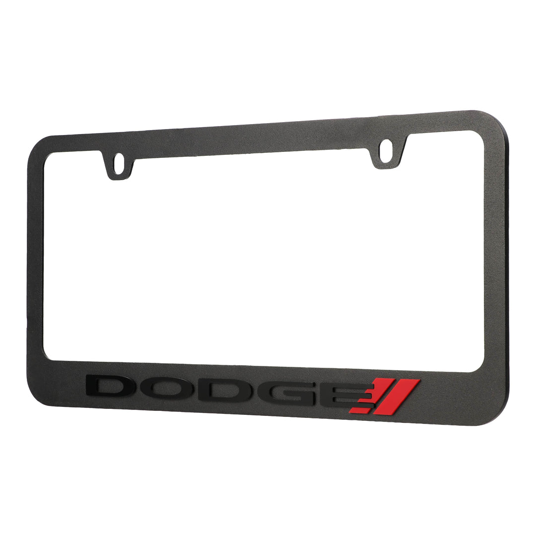 Dodge Stealth Black Powder Coat License Plate Frame with 3D Raised Letters