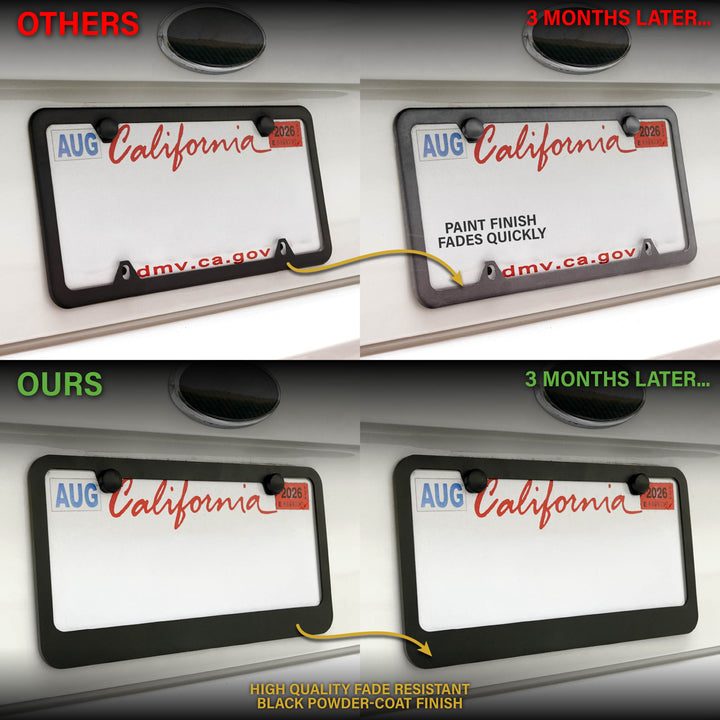 Dodge Stealth Black Powder Coat License Plate Frame with 3D Raised Letters