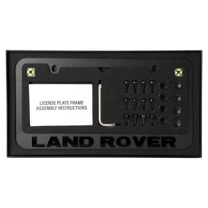 Land Rover Stealth Black Powder Coat License Plate Frame with 3D Raised Letters