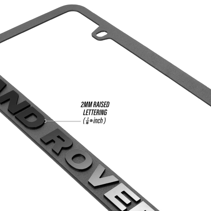 Land Rover Stealth Black Powder Coat License Plate Frame with 3D Raised Letters