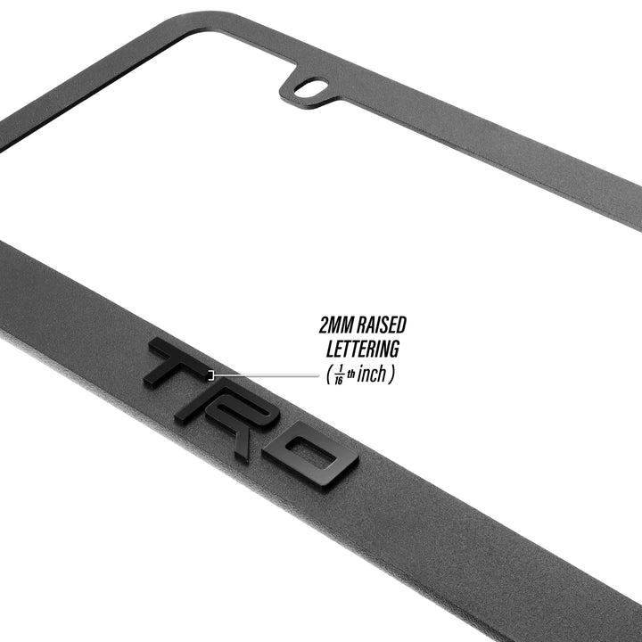 Toyota TRD Stealth Black Powder Coat License Plate Frame with 3D Raised Letters