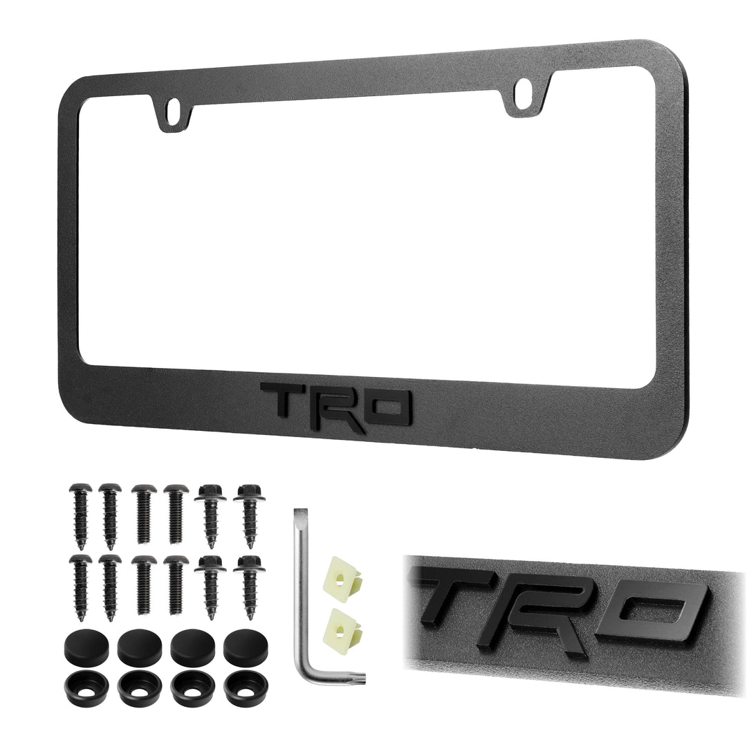 Toyota TRD Stealth Black Powder Coat License Plate Frame with 3D Raised Letters