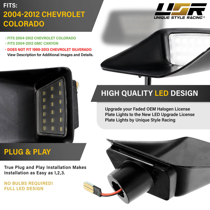 2004-2012 Chevrolet Chevy Colorado White LED Rear License Plate Lights