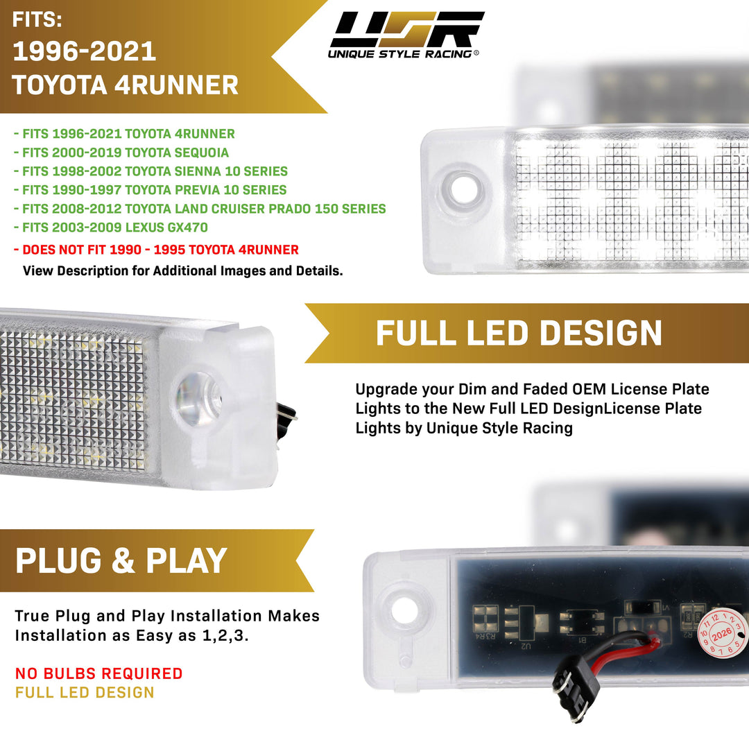 1996-2023 Toyota 4Runner White LED License Plate Light