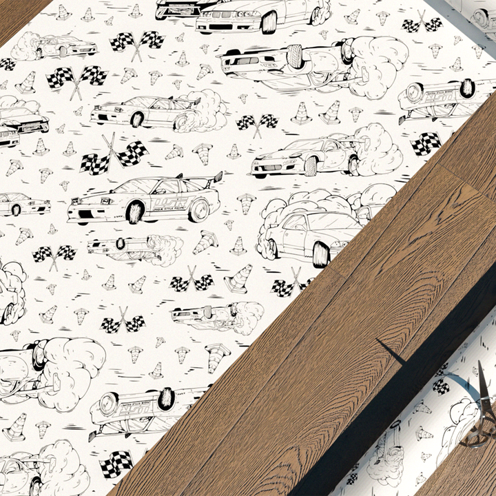 Comic Style Drift Series Black & White Hand Drawn Gift Wrapping Paper