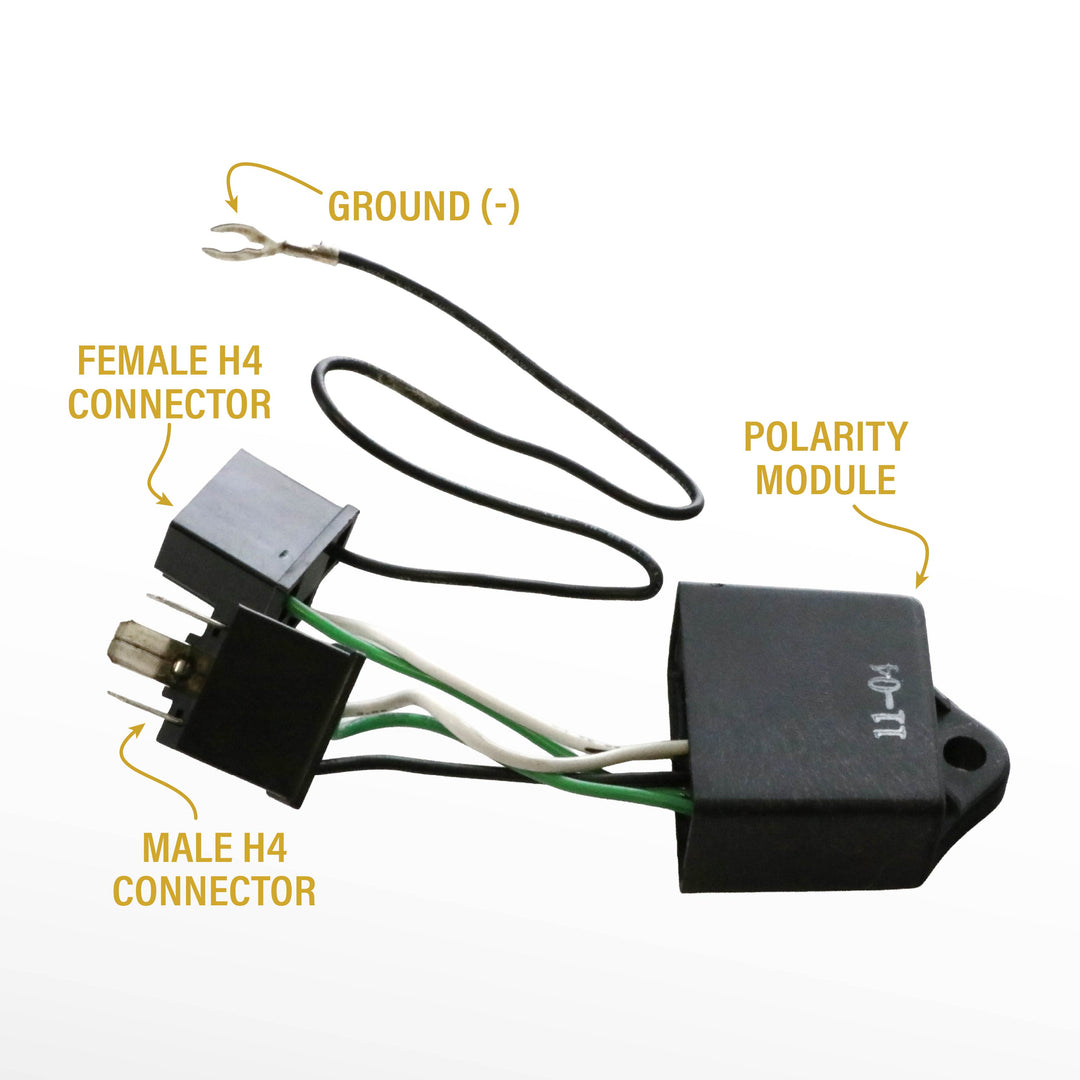 Plug & Play x2 H4 Type Polarity Correction Module Connector with Wiring for 7x6 H6054 HID or LED Headlight