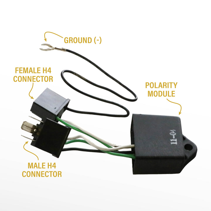 Plug & Play x2 H4 Type Polarity Correction Module Connector with Wiring for 7x6 H6054 HID or LED Headlight