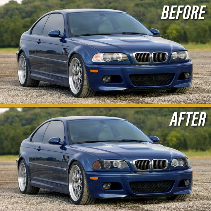 2000-2003 BMW 3 Series E46 2D & 2002-2006 E46 M3 Halogen Models Angel Eye Projector Headlight with UHP LED Halo Rings & Smoke Lens Corner Light COMBO