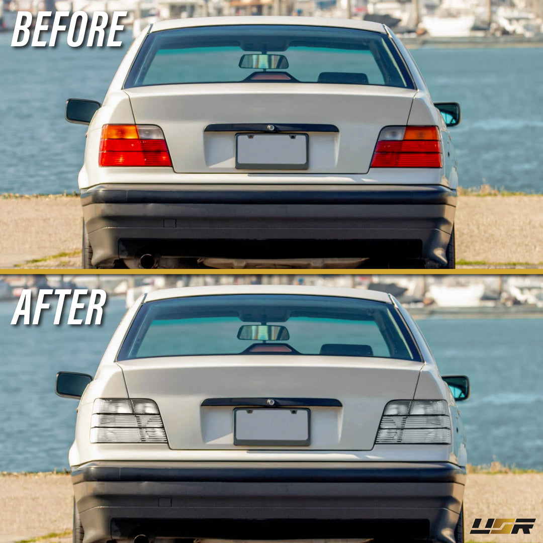 1992-1998 BMW E36 3 Series & M3 4D Sedan All Clear Frosted Lens Tail Lights