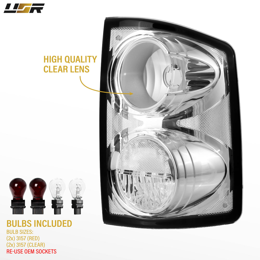 2005-2011 Dodge Dakota Pick Up All Clear Lens Tail Lights