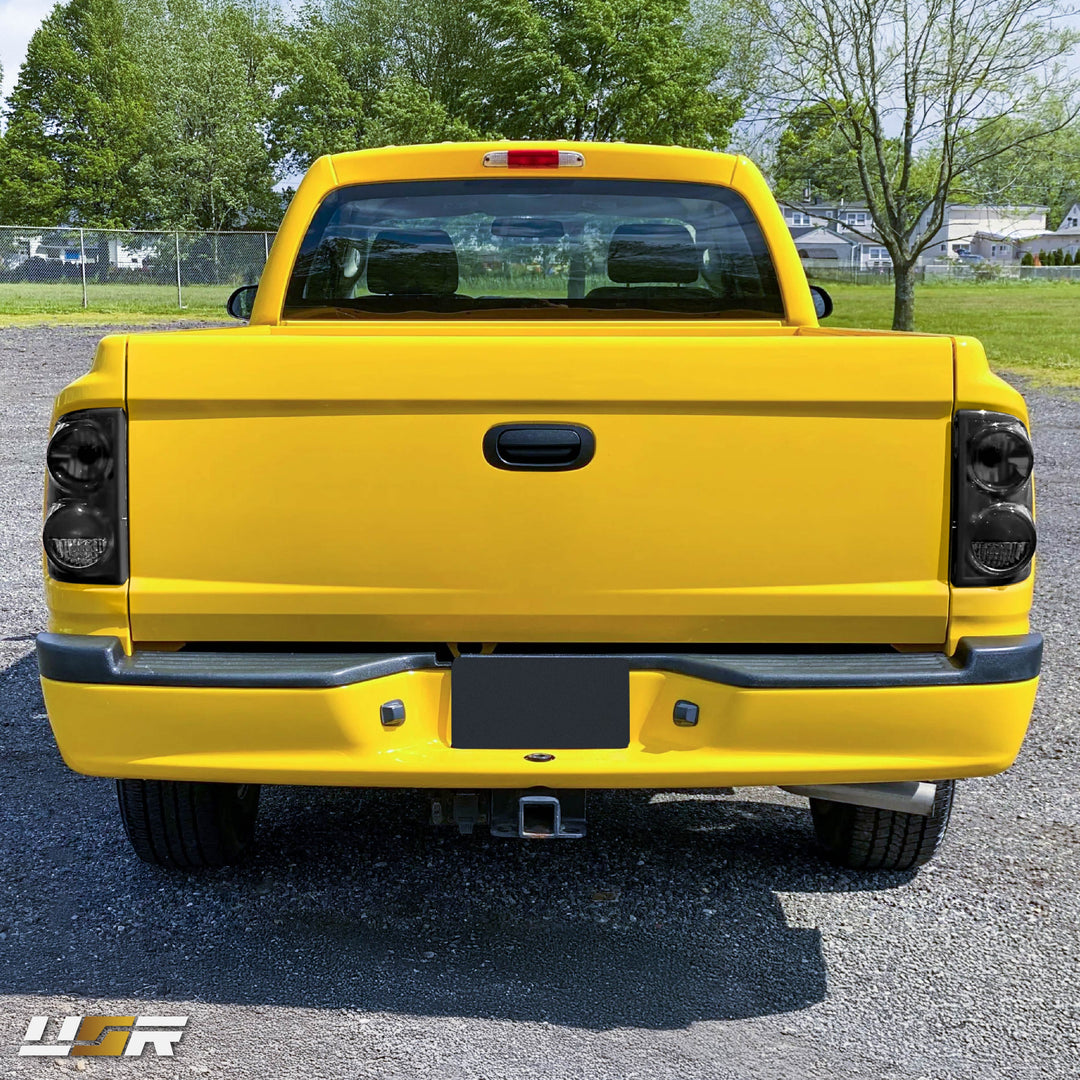 2005-2011 Dodge Dakota Pick Up Truck Black Chrome Housing Light Smoke Lens Tail Lights