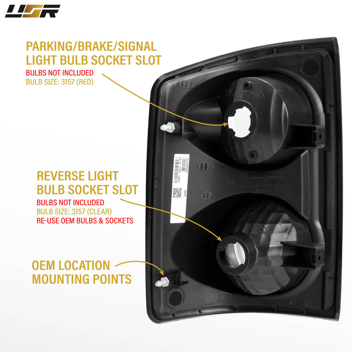 2005-2011 Dodge Dakota Pick Up Truck Black Chrome Housing Light Smoke Lens Tail Lights