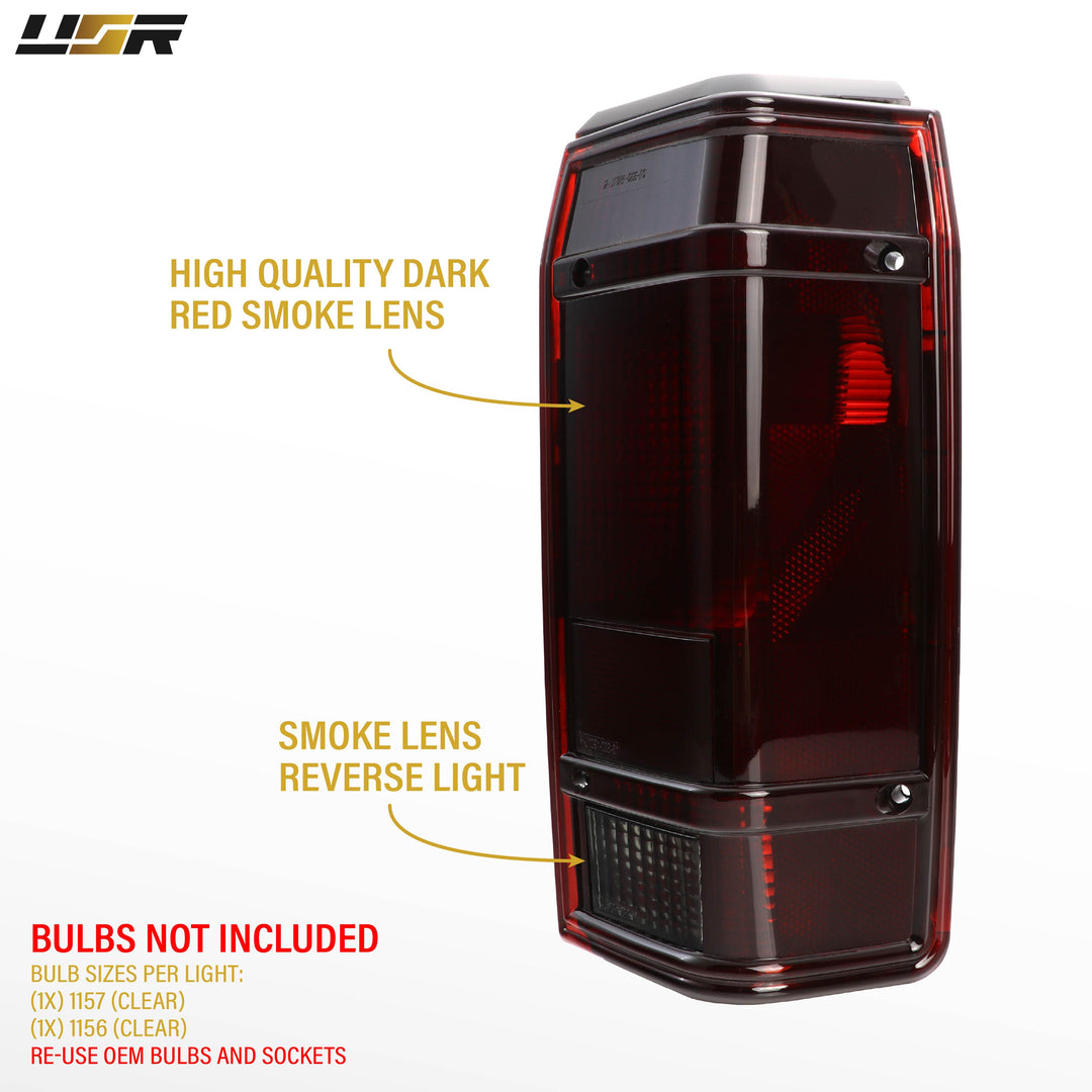 1984-1990 Ford Bronco II Small SUV Dark Red Smoked Lens Tail Lights