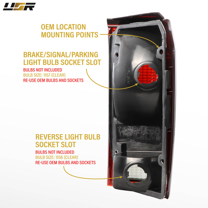 1984-1990 Ford Bronco II Small SUV Dark Red Smoked Lens Tail Lights