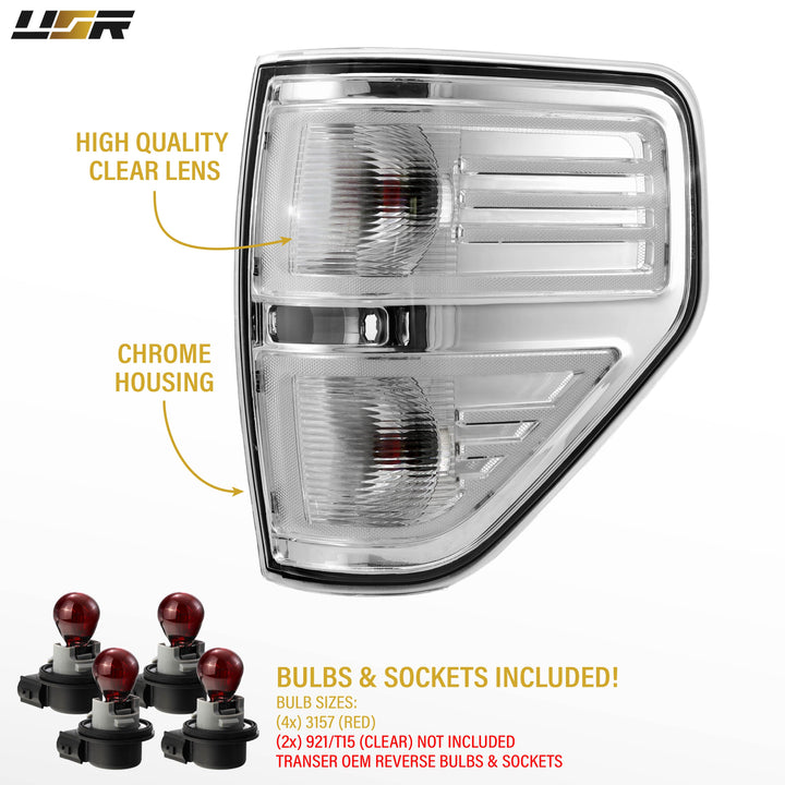 2009-2014 Ford F-150 All Clear Lens Tail Lights