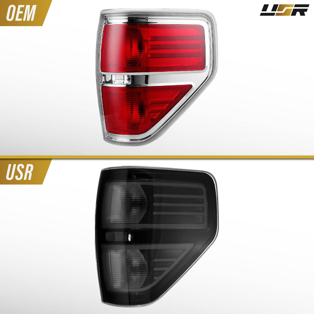 2009-2014 Ford F-150 Black Housing All Clear Lens Tail Lights