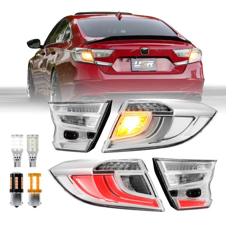 2018 2019 2020 2021 2022 Honda Accord 4D Sedan All Clear Lens 4PC Tail Lights

#light-source_led