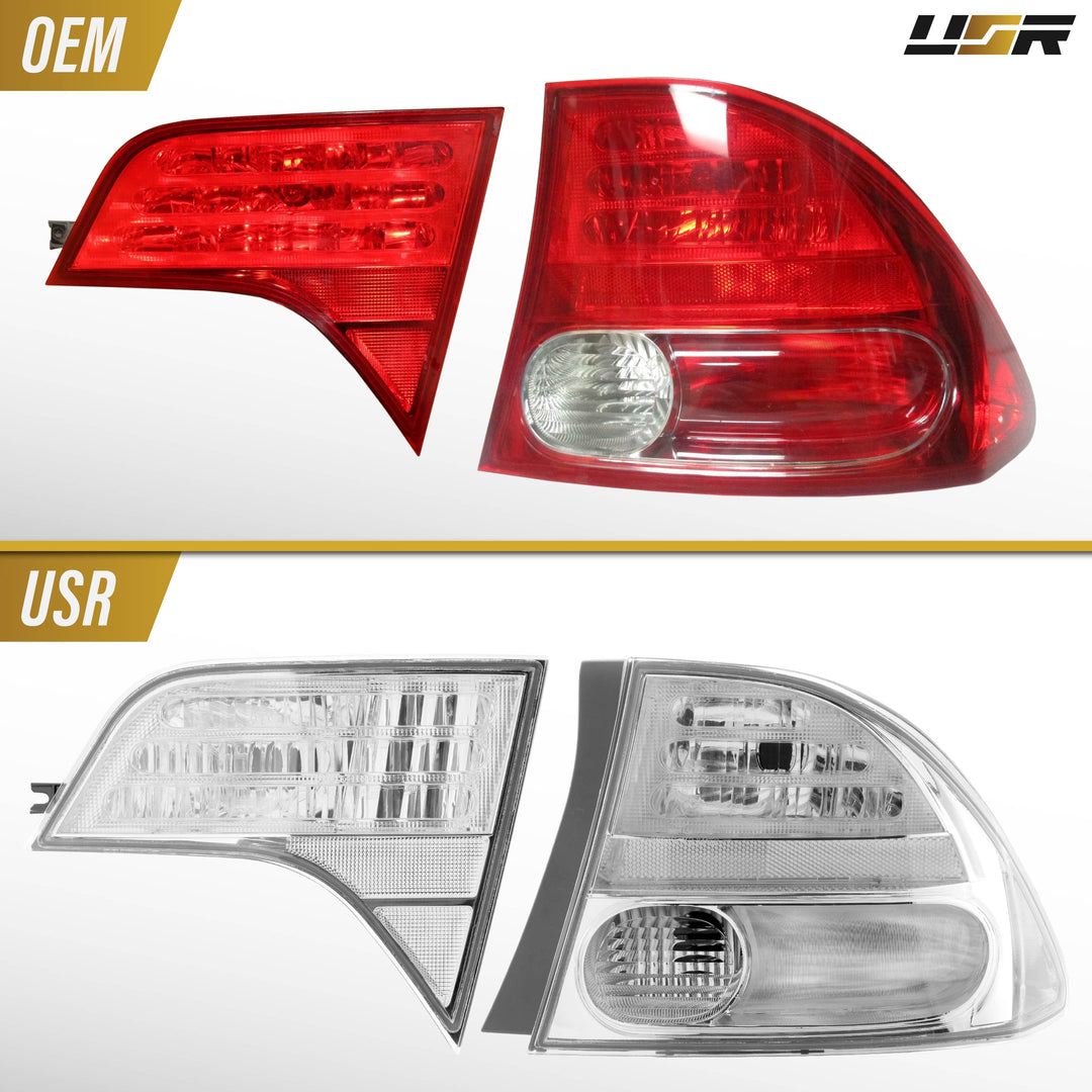 2006 - 2011 Honda Civic 4D Sedan Euro Spec 4PC All Clear Tail Lights

#light-source_led