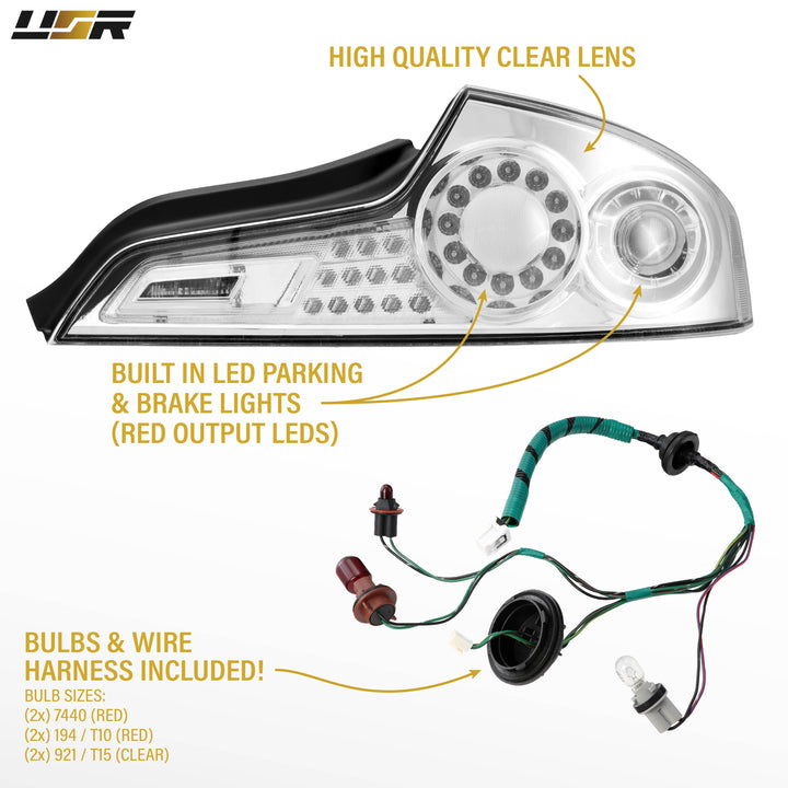 2006 - 2007 Infiniti G35 2 Door Coupe All Clear Lens LED Tail Lights

#light-source_incandescent