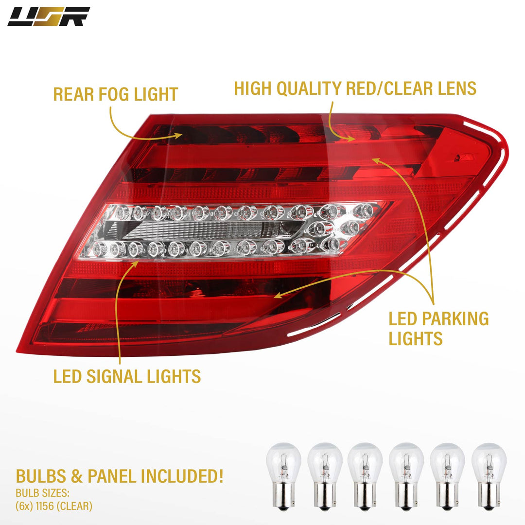 2008-2011 Mercedes W204 C Class Facelift Style Red / Clear Lens LED Tail Lights