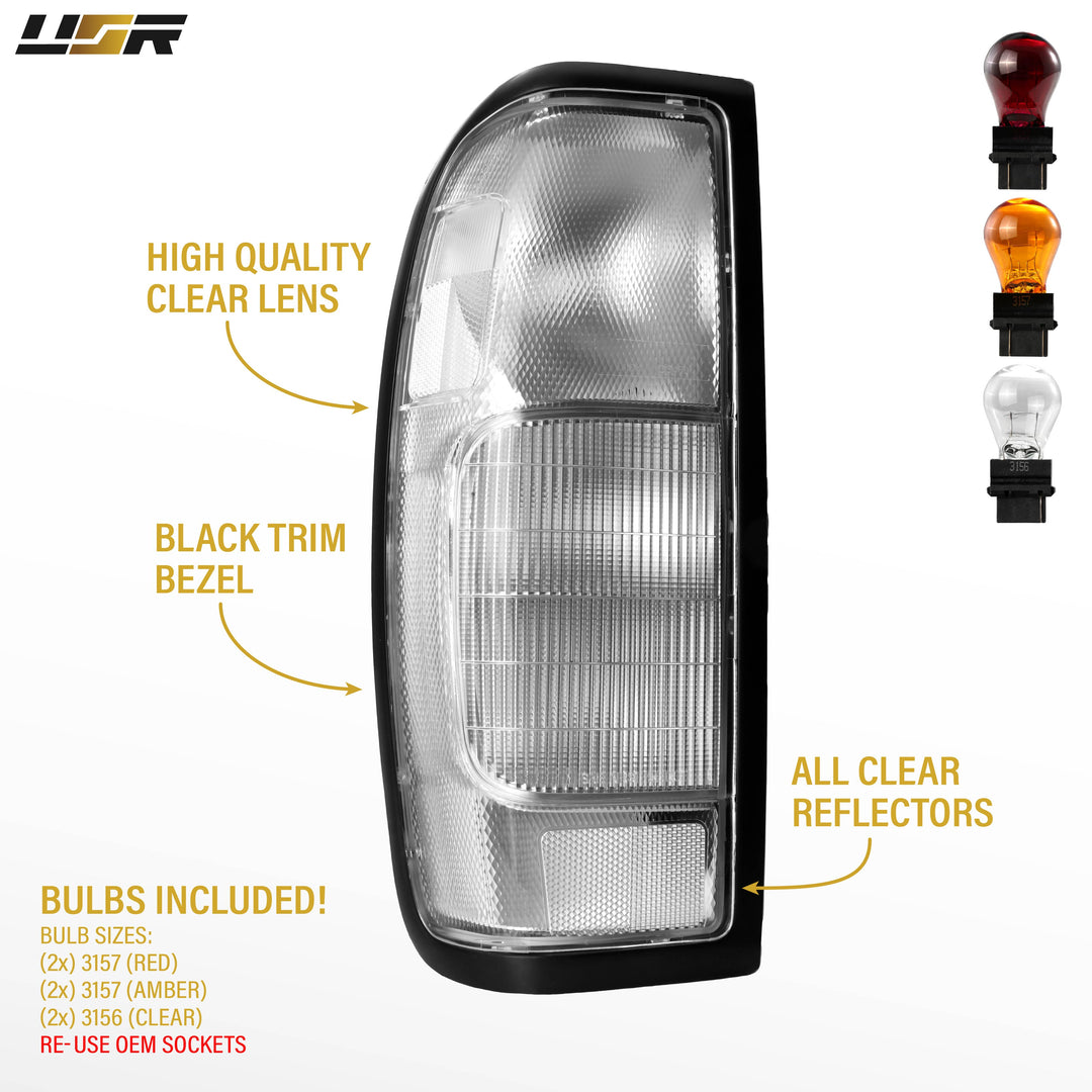 1998-2004 Nissan Frontier D22 Pick Up Truck All Clear Lens Tail Lights