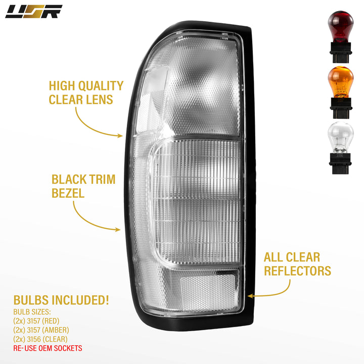 1998-2004 Nissan Frontier D22 Pick Up Truck All Clear Lens Tail Lights