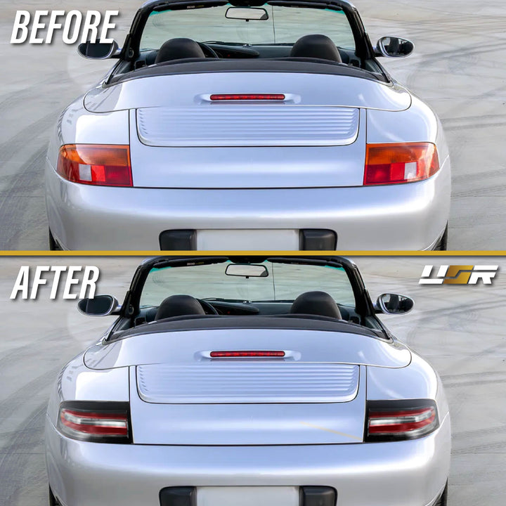 1998-2004 Porsche 996 Carrera, Targa, GT3 991.2 Style Black Housing Clear Lens with Red LED Light Bar Tail Lights