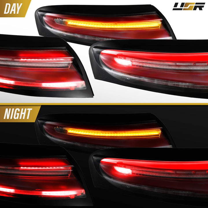 1998-2004 Porsche 996 Carrera, Targa, GT3 991.2 Style Black Housing Clear Lens with Red LED Light Bar Tail Lights