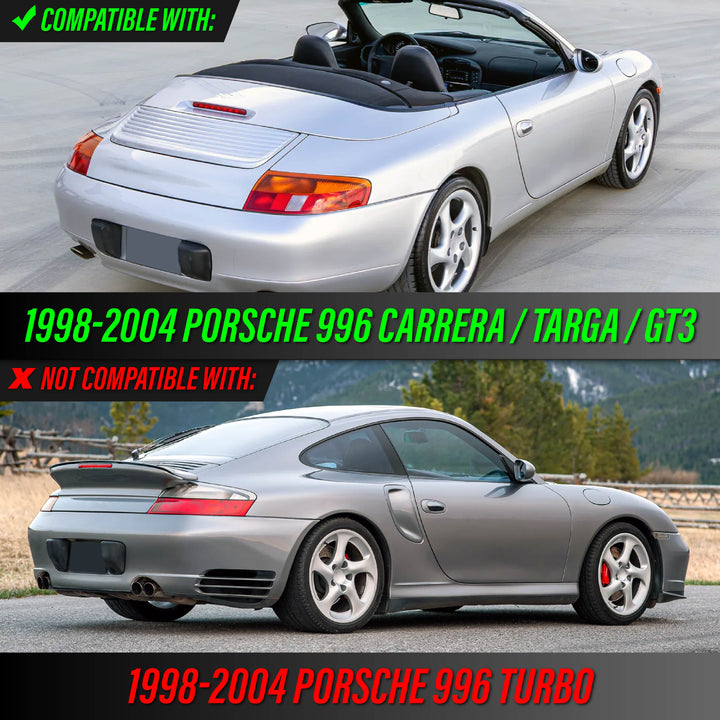 1998-2004 Porsche 996 Carrera, Targa, GT3 991.2 Style Black Housing Clear Lens with Red LED Light Bar Tail Lights