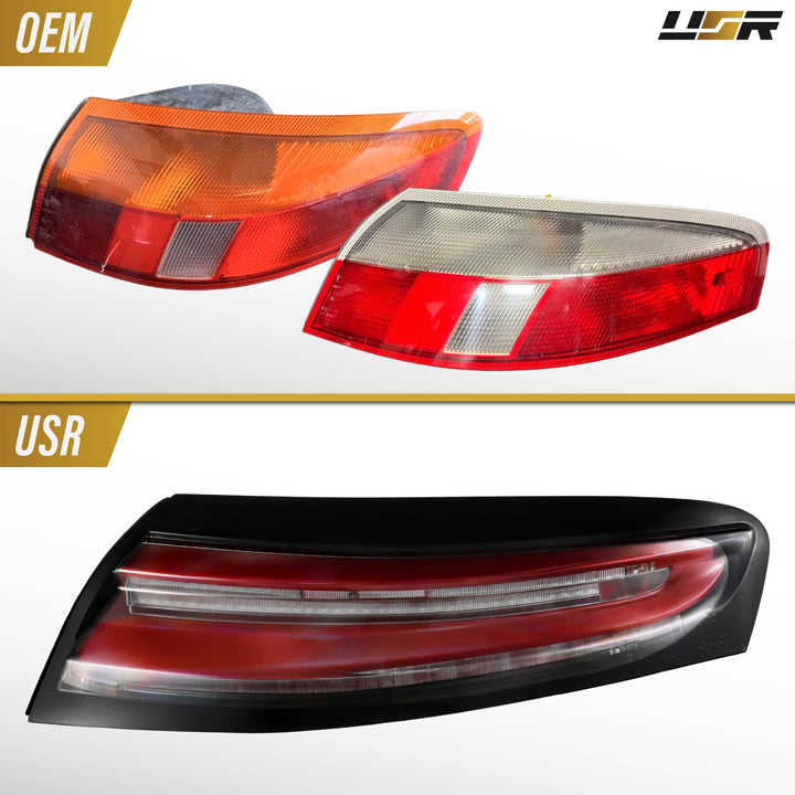 1998-2004 Porsche 996 Carrera, Targa, GT3 991.2 Style Black Housing Clear Lens with Red LED Light Bar Tail Lights