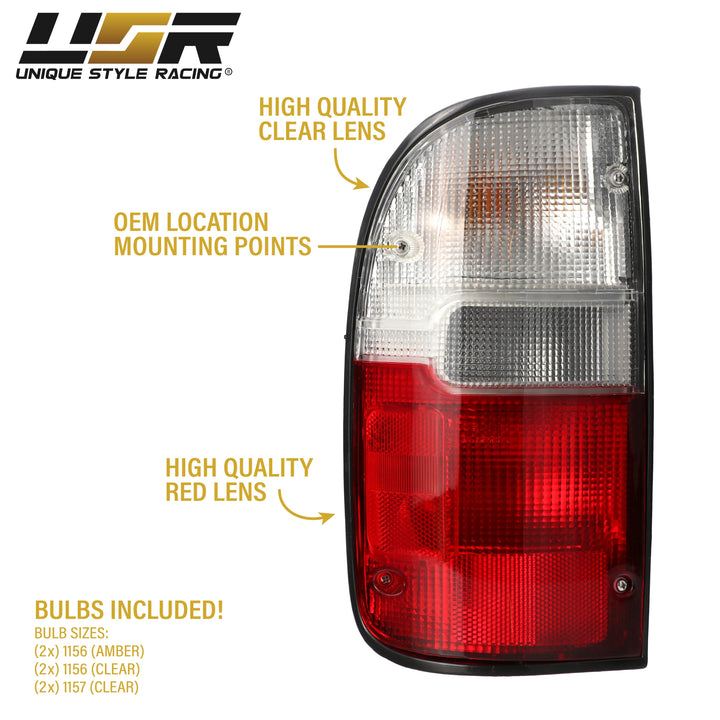 1995-2000 Toyota Tacoma Pickup Red / Clear Lens Tail Lights