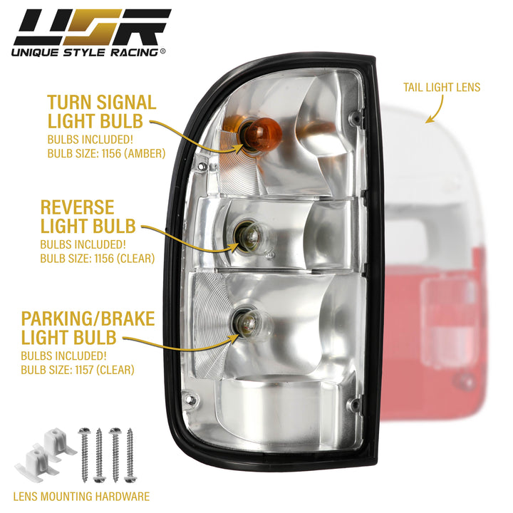1995-2000 Toyota Tacoma Pickup Red / Clear Lens Tail Lights